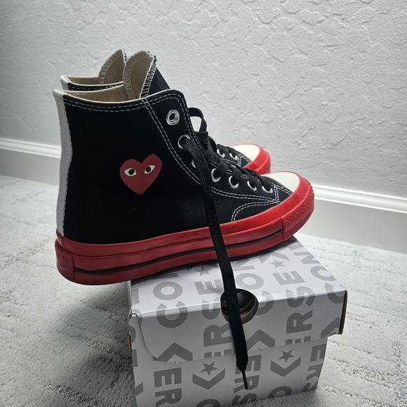 Converse COMME des GARCONS Black Red White Unisex MENS Size 5 WOMEN Size 7 - Picture 7 of 8